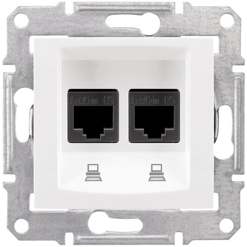 Розетка компьютерная без рамки Schneider Electric Sedna 2-м. RJ45+RJ45 5e белый фото Розетка компьютерная без рамки Schneider Electric Sedna 2-м. RJ45+RJ45 5e белый картинка